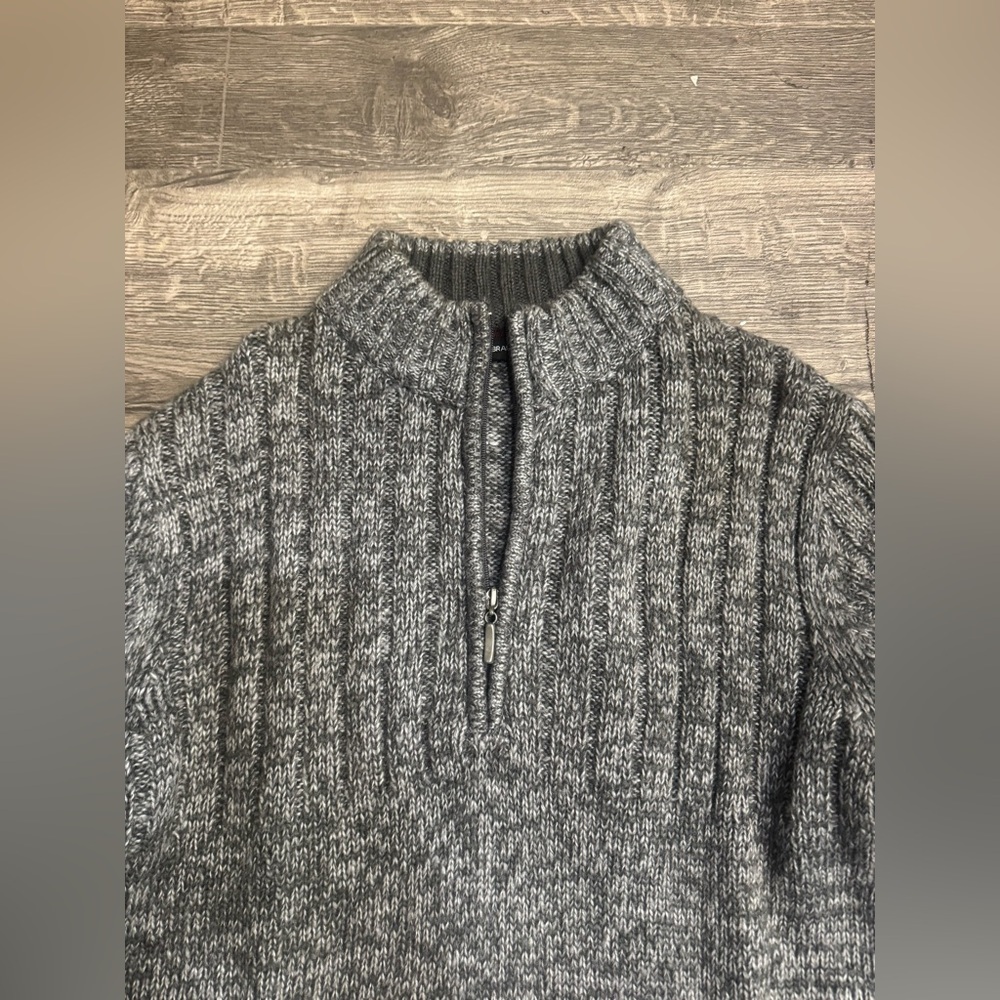 Michael Brandon Gray Ribbed Zip-Up Sweater - Picture 4 of 5